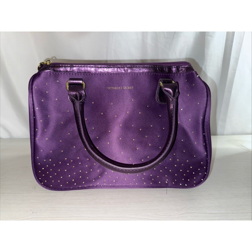 Vintage Victoria's Secret Purple Rhinestone Makeup Handbag Bag